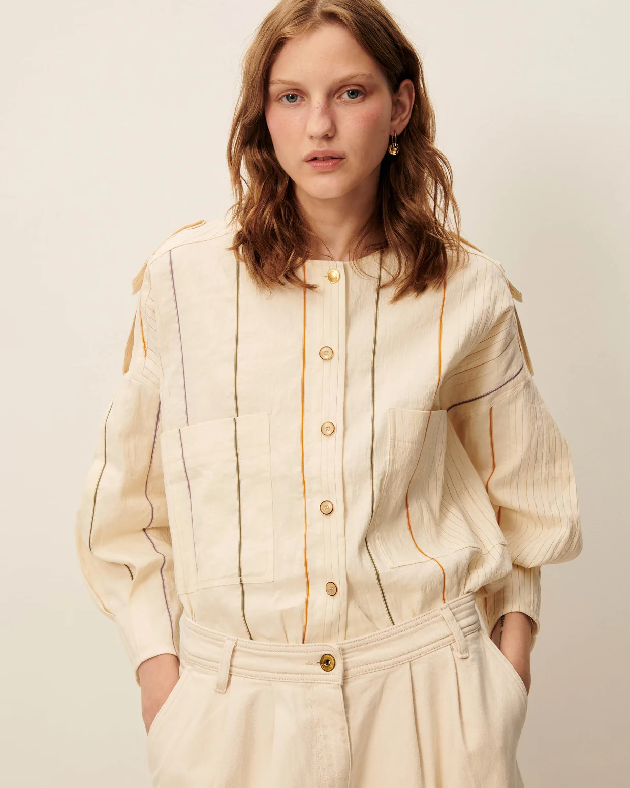 Cazadora CALANCAS crudo rayas Sessùn.