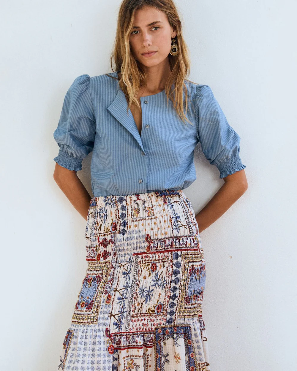 Blusa CLEO azul rayas Magnolya.