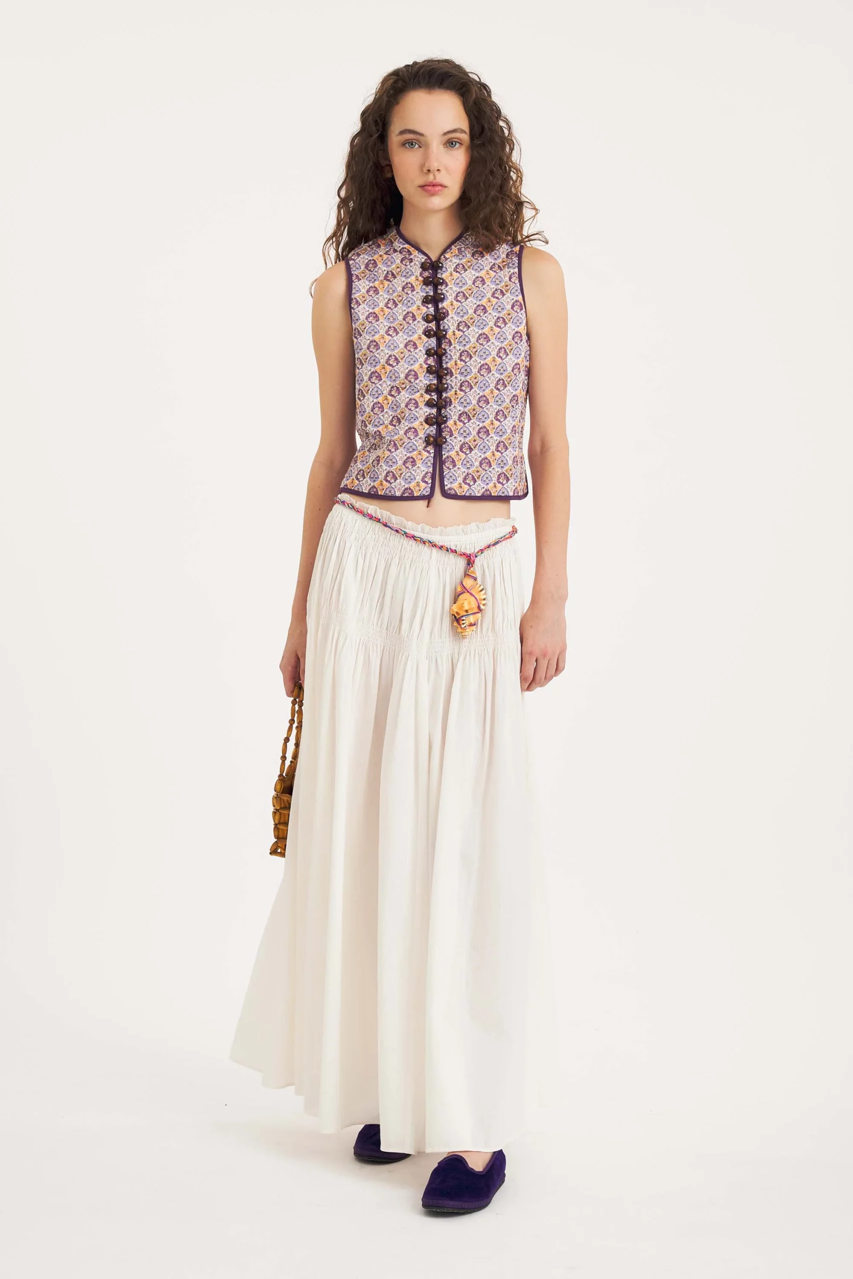 Chaleco KAYLA estampado malva Antik Batik.