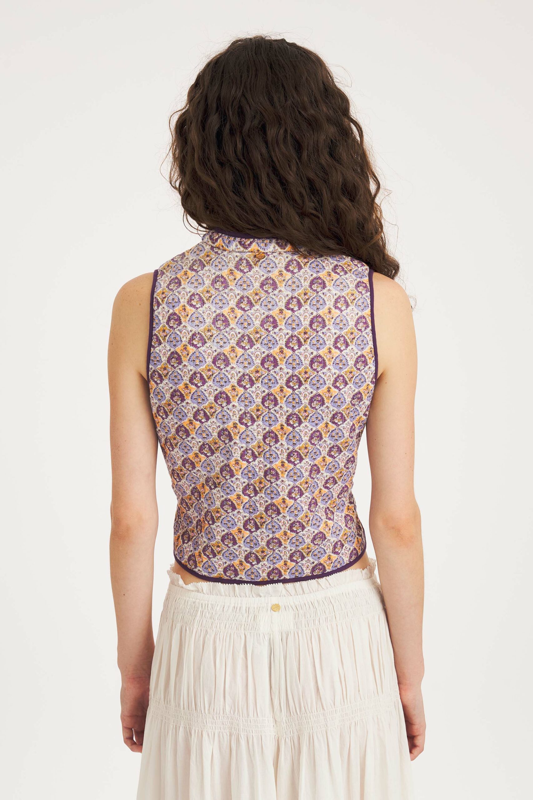 Chaleco KAYLA estampado malva Antik Batik.