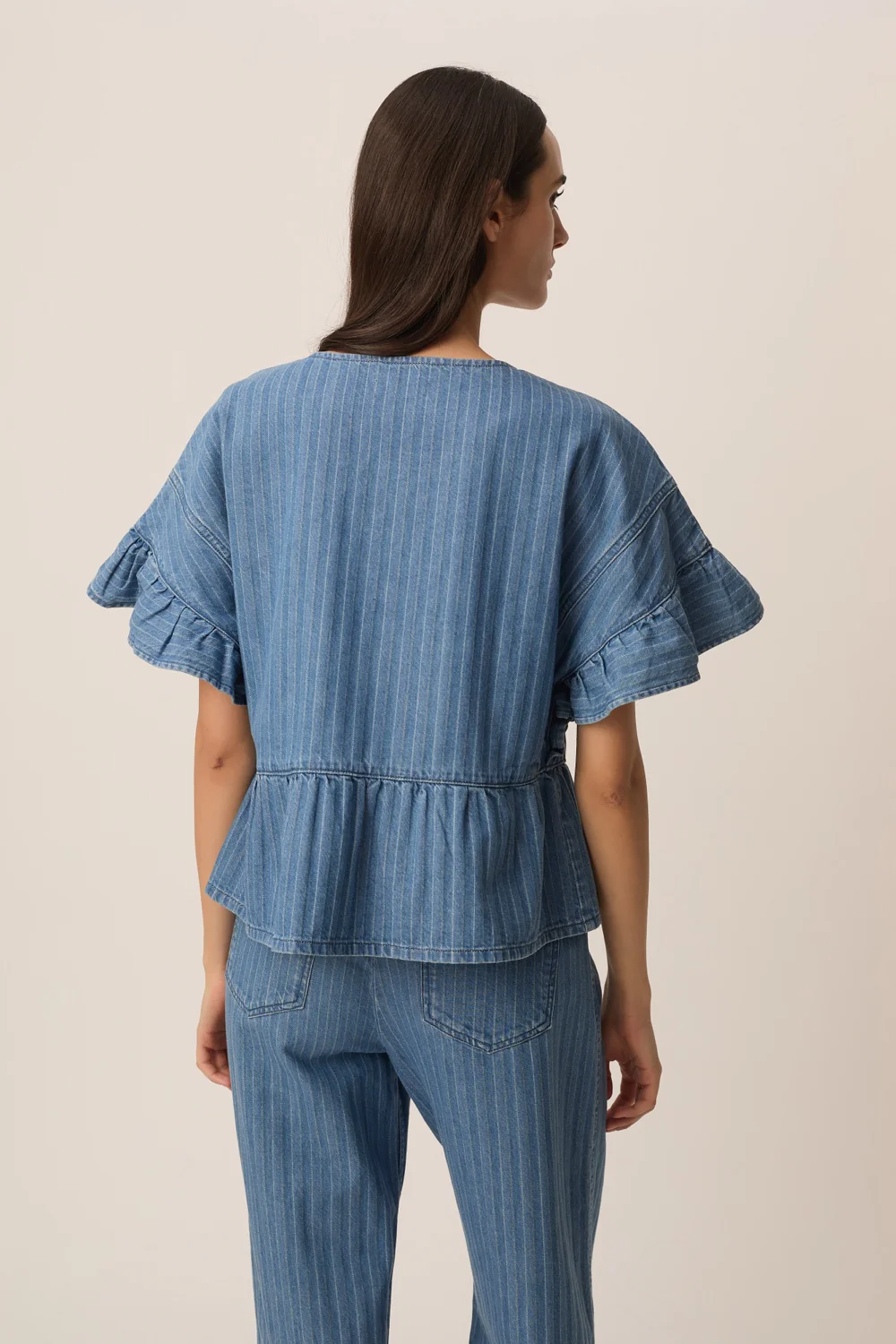 Top LISETTE denim rayas Des Petits Hauts.