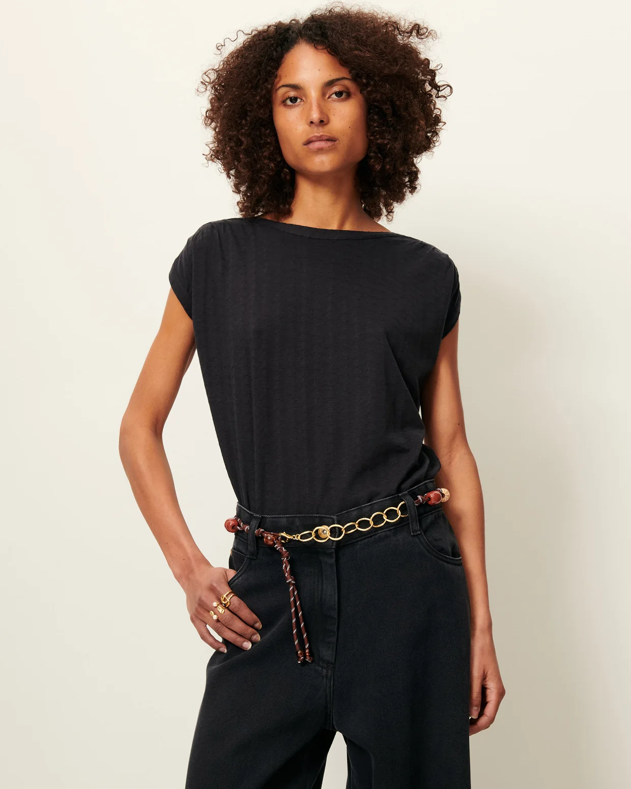 Camiseta SIXTOJACQUARD negro Sessùn.