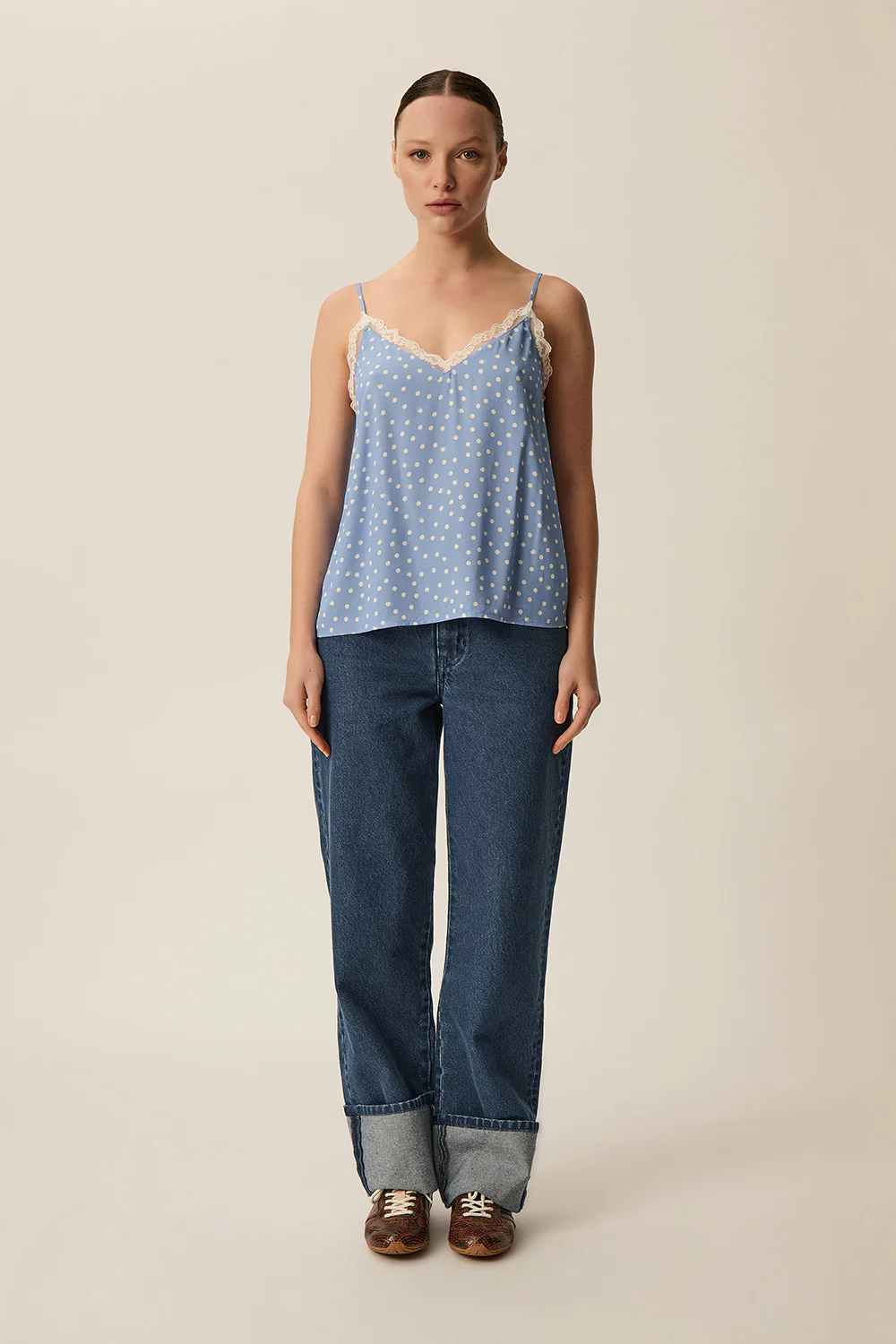 Top TOUTOU DOTS azul cielo Des Petits Hauts.