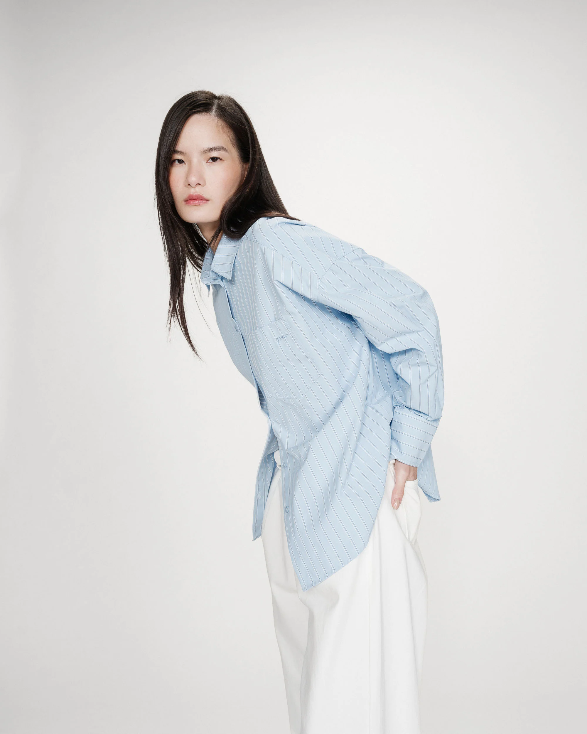 Camisa VALERIE azul rayas Grace & Mila.