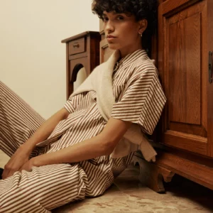 Camisa VERCIA rayas moca Grace & Mila.