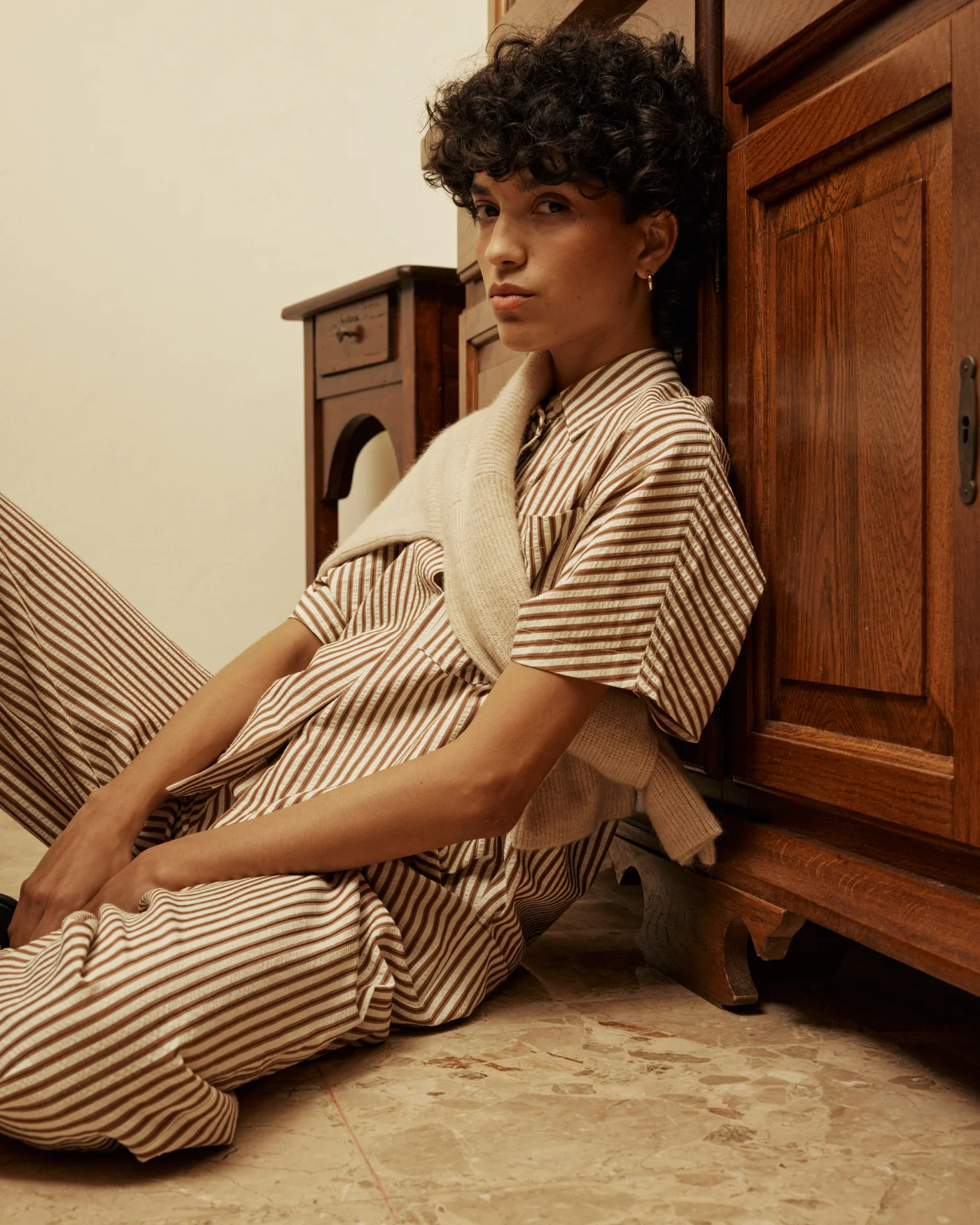 Camisa VERCIA rayas moca Grace & Mila.