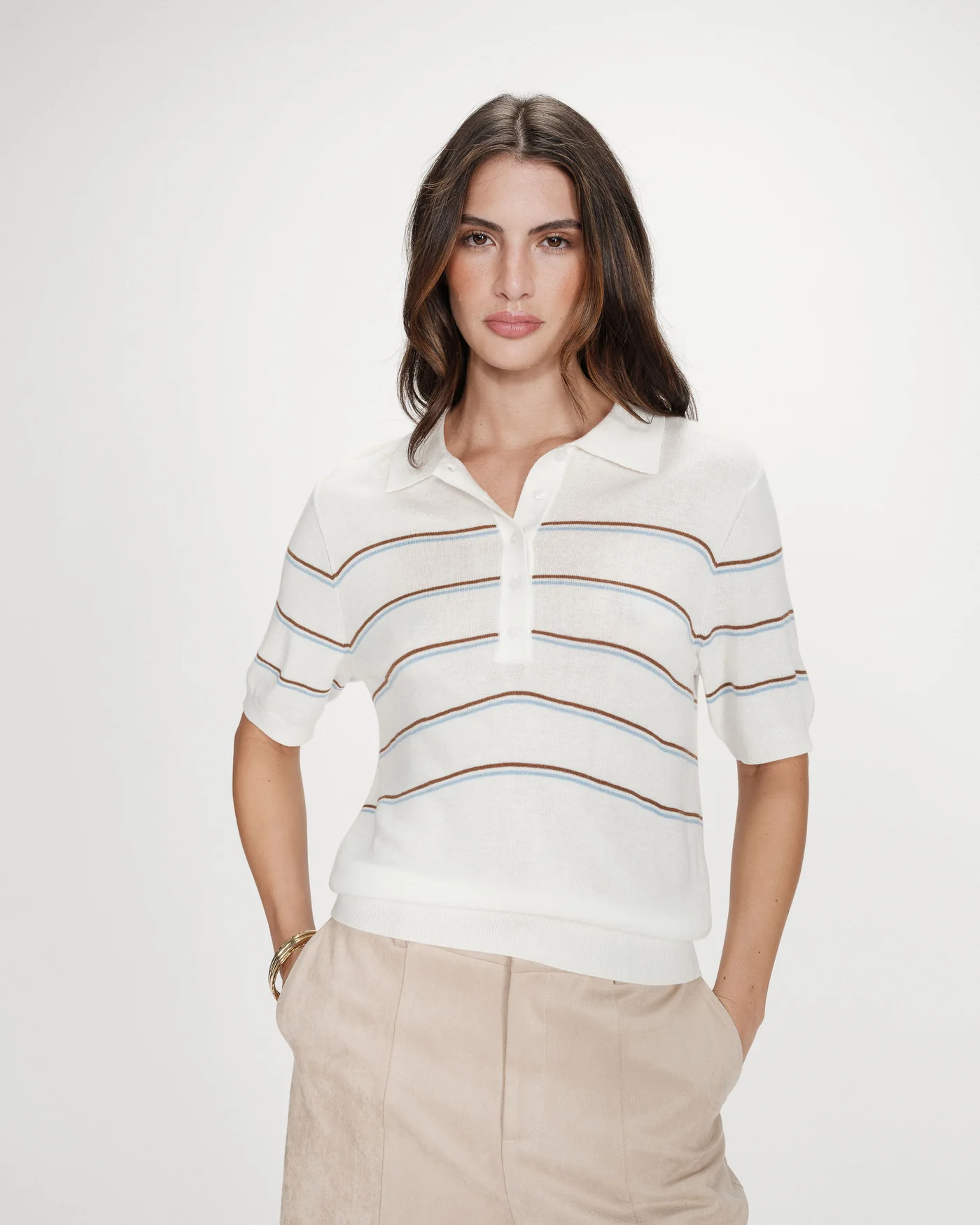 Polo VERACRUZ crudo rayas Grace & Mila.